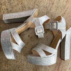Silver Glitter Platform Heels